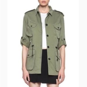 Rag & Bone Ohara Utility Jacket Army Green Size 00 Drawstring Waistline Pockets